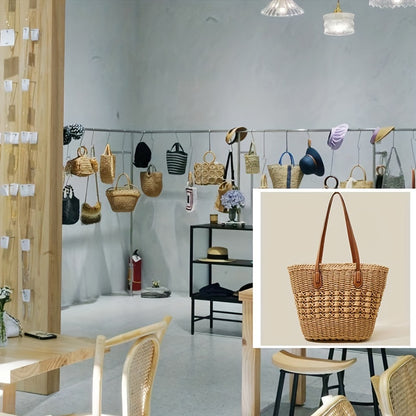 Women’s Vacation-Ready Straw Bag – Large Capacity Woven Shoulder Tote